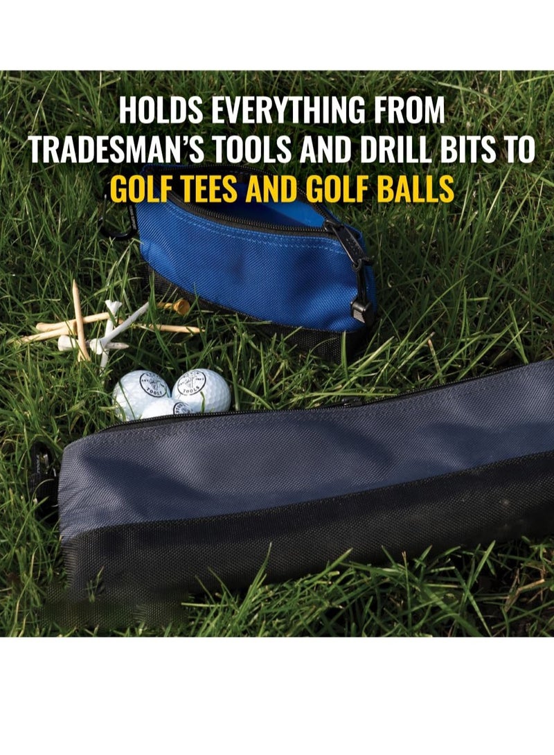 SOLARAE Zipper Bag Tool Pouch with Carabiners, Canvas Tool Bags, 7-Inch Blue and 14-Inch Gray Utility Bags, Canvas Tool Multipurpose Pouch Tote Bag, with Reinforced Bottom, 2-Pack - Image 5