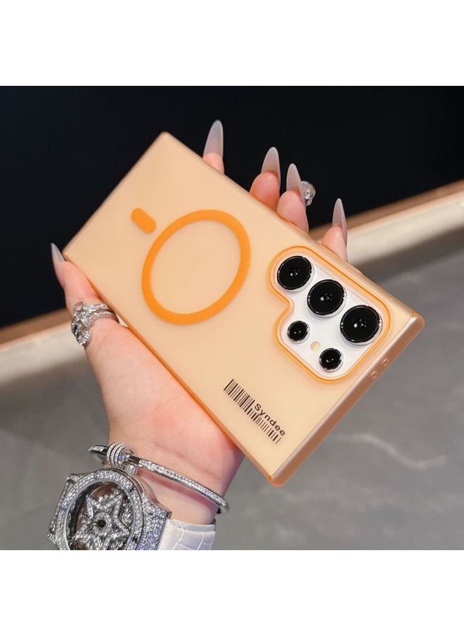 Generic Samsung S25Ultra Magnetic Suction Phone Case For A36 Skin Feel Frosted S24FE Fashion Ultra-thin Soft Yarn PC Hard Shell-Color:Orange-Applicable Models:S24FE  - Image 1