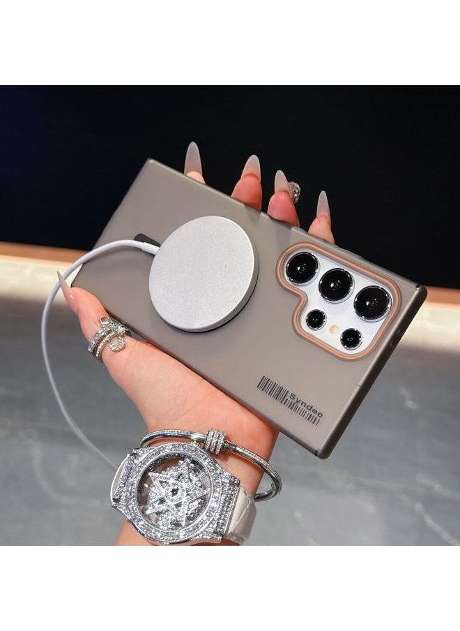 Generic Samsung S25Ultra Magnetic Suction Phone Case For A36 Skin Feel Frosted S24FE Fashion Ultra-thin Soft Yarn PC Hard Shell-Color:Orange-Applicable Models:S24FE  - Image 3