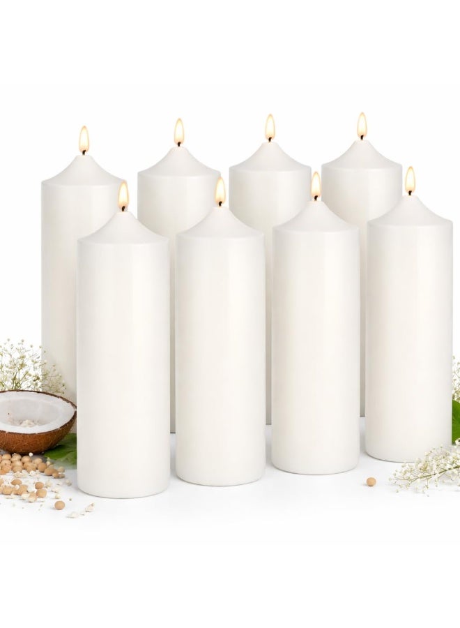 8 Piece Pillar Candle Set – Long Burning Decorative Candles for Home Décor, Weddings, Dinner Tables, Parties, Spa & Relaxation Ambience, Smokeless Unscented Candle Collection - Image 1