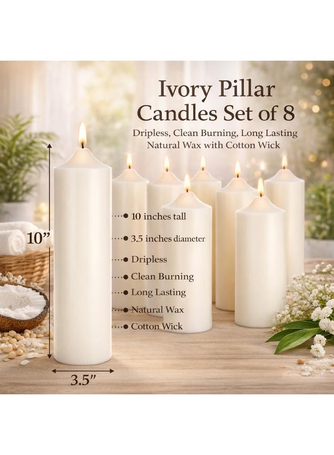 8 Piece Pillar Candle Set – Long Burning Decorative Candles for Home Décor, Weddings, Dinner Tables, Parties, Spa & Relaxation Ambience, Smokeless Unscented Candle Collection - Image 3