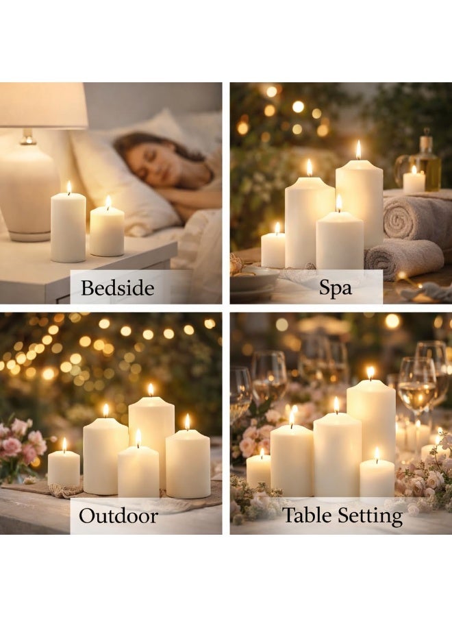 8 Piece Pillar Candle Set – Long Burning Decorative Candles for Home Décor, Weddings, Dinner Tables, Parties, Spa & Relaxation Ambience, Smokeless Unscented Candle Collection - Image 4