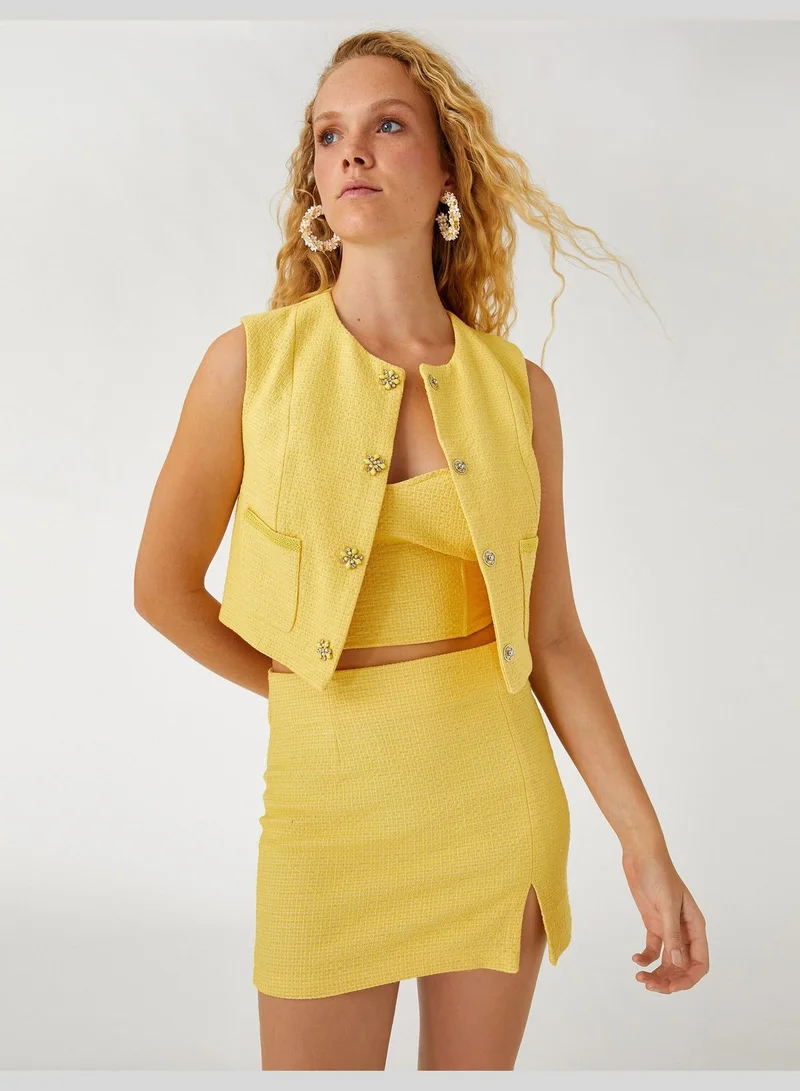 KOTON Split Detail Cotton Mini Skirt
