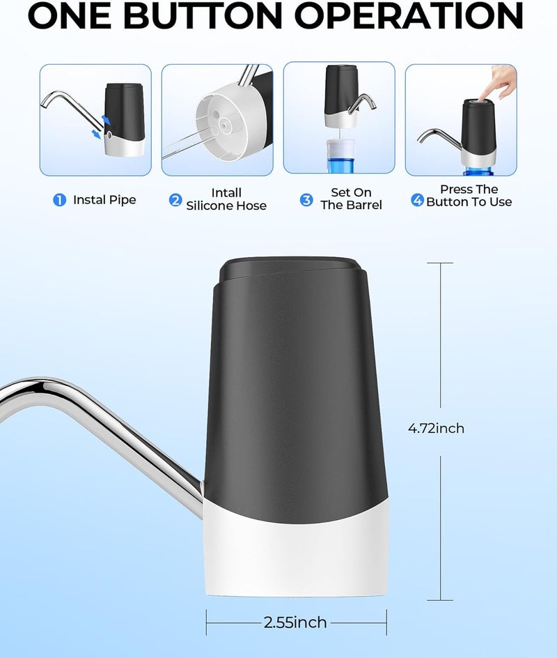 مضخة موزع الماء من لادفار، مضخة ماء شرب أوتوماتيكية بشحن USB لموزع جرة الماء الصغير المحمول، مثالية للمطبخ المنزلي، غرفة المعيشة، المكتب، التخييم - Image 4
