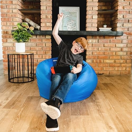 Big Joe Classic Bean Bag Chair, Sapphire Smartmax, Durable Polyester Nylon Blend, 2 feet Round - Image 3