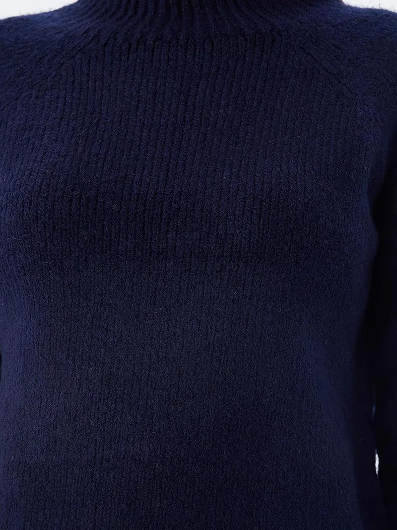 Mixray Navy Blue MIXRAY Women's Cropped Textured Knit Sweater for Women | Best Price UAE