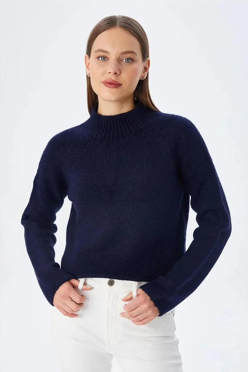 ميكسراي MIXRAY Women's Cropped Textured Knit Sweater