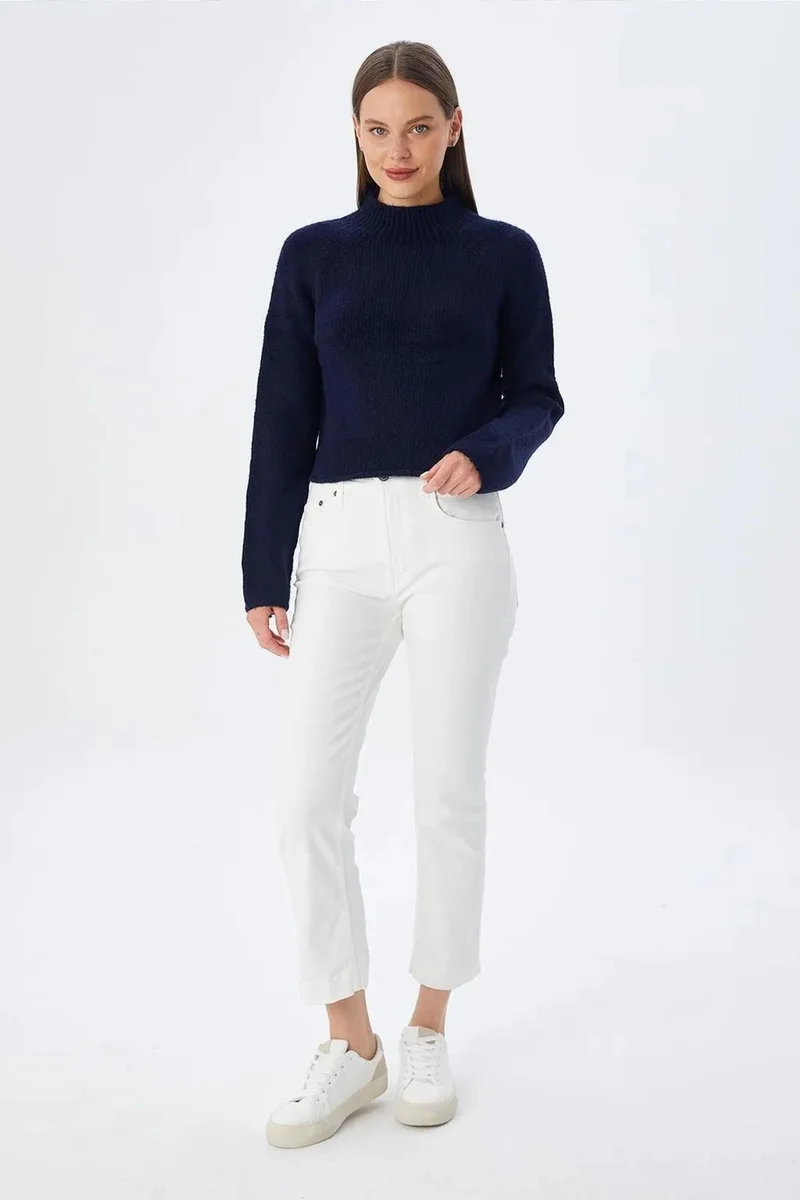 ميكسراي MIXRAY Women's Cropped Textured Knit Sweater