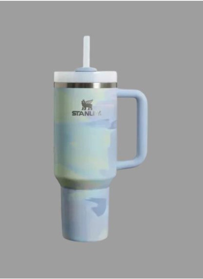 Stanley Adventure Quencher H2.0 40oz (1.18L) Insulated Water Bottle - Color: Cool Serene Brushstroke - Large Capacity, Leak-Proof, Durable, Sweat-Free Design for Hydration on the Go – Perfect for Sports, Travel & Outdoor Adventures - Image 1