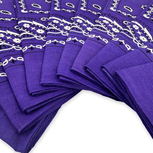 Vamqor 100% Cotton 10 Pack Fine Bandanas（Purple） - Image 3