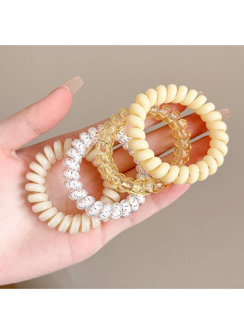 إسكدنيا Elegant Hair Ties Elastic Bands 2023 4# yellow four-piece set