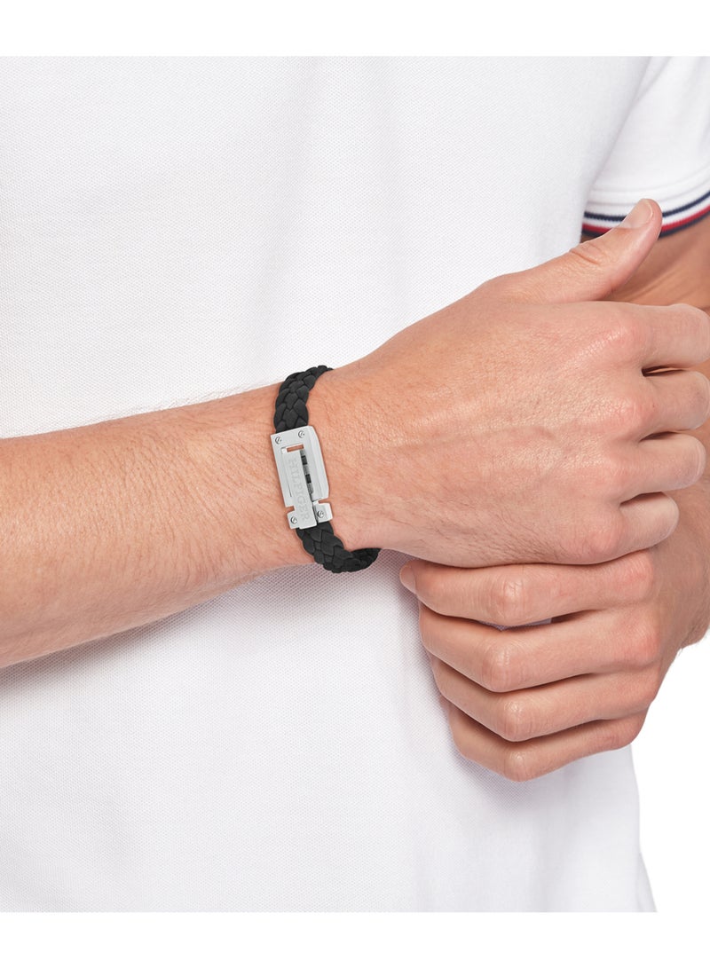 TOMMY HILFIGER TH JEWELRY FLAT BRAIDED LEATHER BRACELET MENS LEATHER BRACELET - 2790517 - Image 2