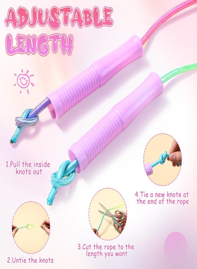 PullCrease حبل قفز بول كريس 24 قطعة للأطفال بطول 7.22 قدم قابل للتعديل بألوان قوس قزح المتدرجة لمعدات اللياقة البدنية في الهواء الطلق لمجموعة أنشطة المدرسة والملعب - Image 3