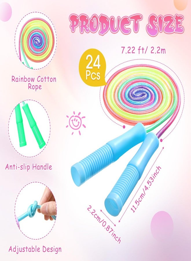 PullCrease حبل قفز بول كريس 24 قطعة للأطفال بطول 7.22 قدم قابل للتعديل بألوان قوس قزح المتدرجة لمعدات اللياقة البدنية في الهواء الطلق لمجموعة أنشطة المدرسة والملعب - Image 2