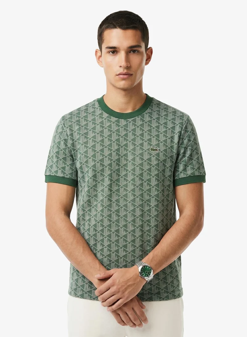 لاكوست Classic Fit Monogram Jacquard T-Shirt