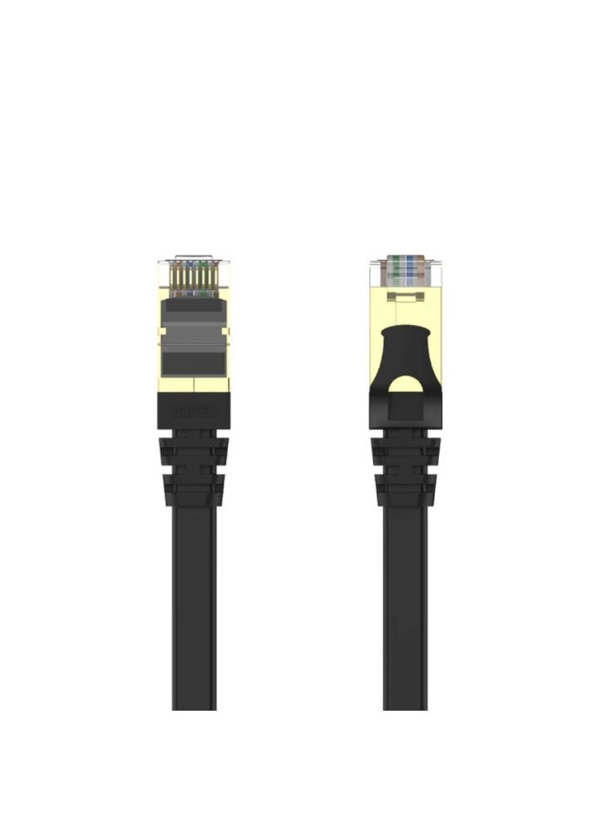 Unitek Cat 7 SSTP RJ45 Flat Ethernet Cable, 2 Meter, Black – High-Speed 10Gbps LAN Network Cable with 600MHz Bandwidth, Double Shielded Flat Design, Gold-Plated Connectors for Router, Modem, PC, Gaming, and Smart TV - Image 3
