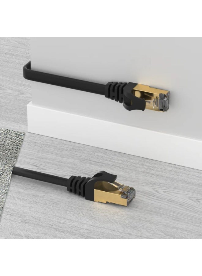 Unitek Cat 7 SSTP RJ45 Flat Ethernet Cable, 2 Meter, Black – High-Speed 10Gbps LAN Network Cable with 600MHz Bandwidth, Double Shielded Flat Design, Gold-Plated Connectors for Router, Modem, PC, Gaming, and Smart TV - Image 5