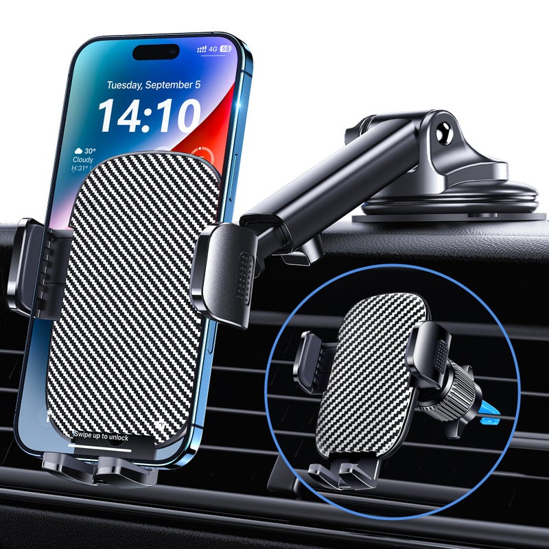 GUWEZ Phone Holder Car Mount for iPhone [Powerful Suction] Phone Mount for Car Dashboard Windshield Air Vent Universal Accessories [Thick Cases Friendly] Automobile Phone Holder Fit iPhone Smartphone - Image 1
