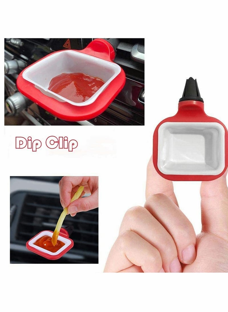 SYOSI Dip Clip In-Car Sauce Cup Holder Set for Vents of Vehicle for Ketchup and Dipping Sauces (2 Pack Red) - Image 2