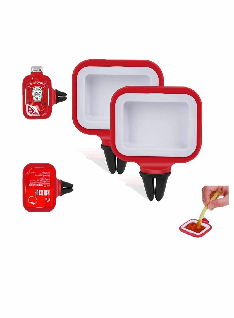 SYOSI Dip Clip In-Car Sauce Cup Holder Set for Vents of Vehicle for Ketchup and Dipping Sauces (2 Pack Red) - Image 1