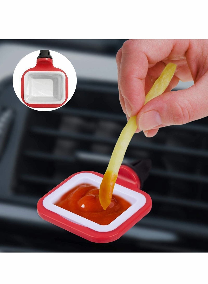 SYOSI Dip Clip In-Car Sauce Cup Holder Set for Vents of Vehicle for Ketchup and Dipping Sauces (2 Pack Red) - Image 5