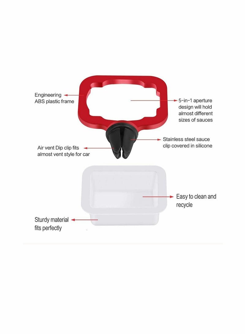 SYOSI Dip Clip In-Car Sauce Cup Holder Set for Vents of Vehicle for Ketchup and Dipping Sauces (2 Pack Red) - Image 3