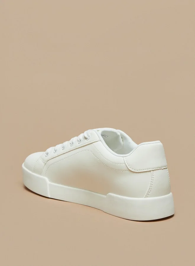Flora Bella By Shoexpress Solid Low Ankle Sneakers with Lace-Up Closure