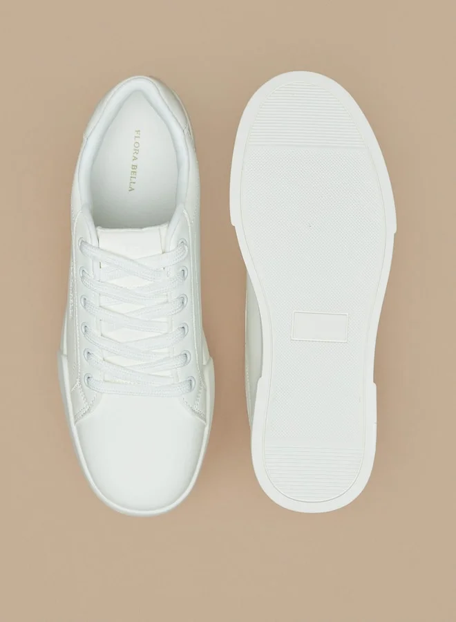 Flora Bella By Shoexpress Solid Low Ankle Sneakers with Lace-Up Closure