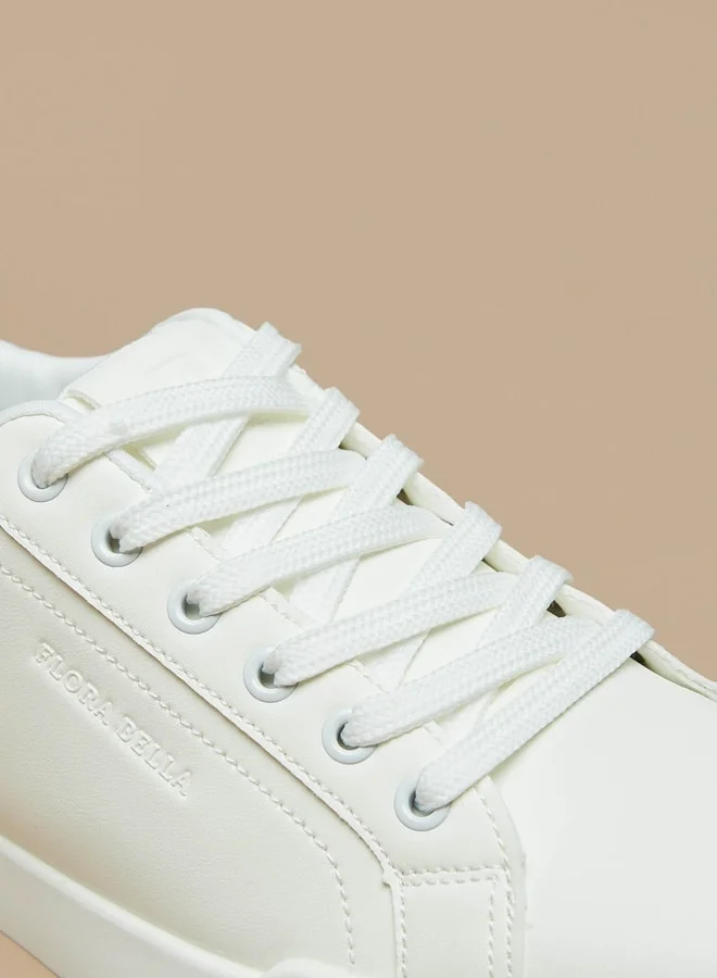 Flora Bella By Shoexpress Solid Low Ankle Sneakers with Lace-Up Closure
