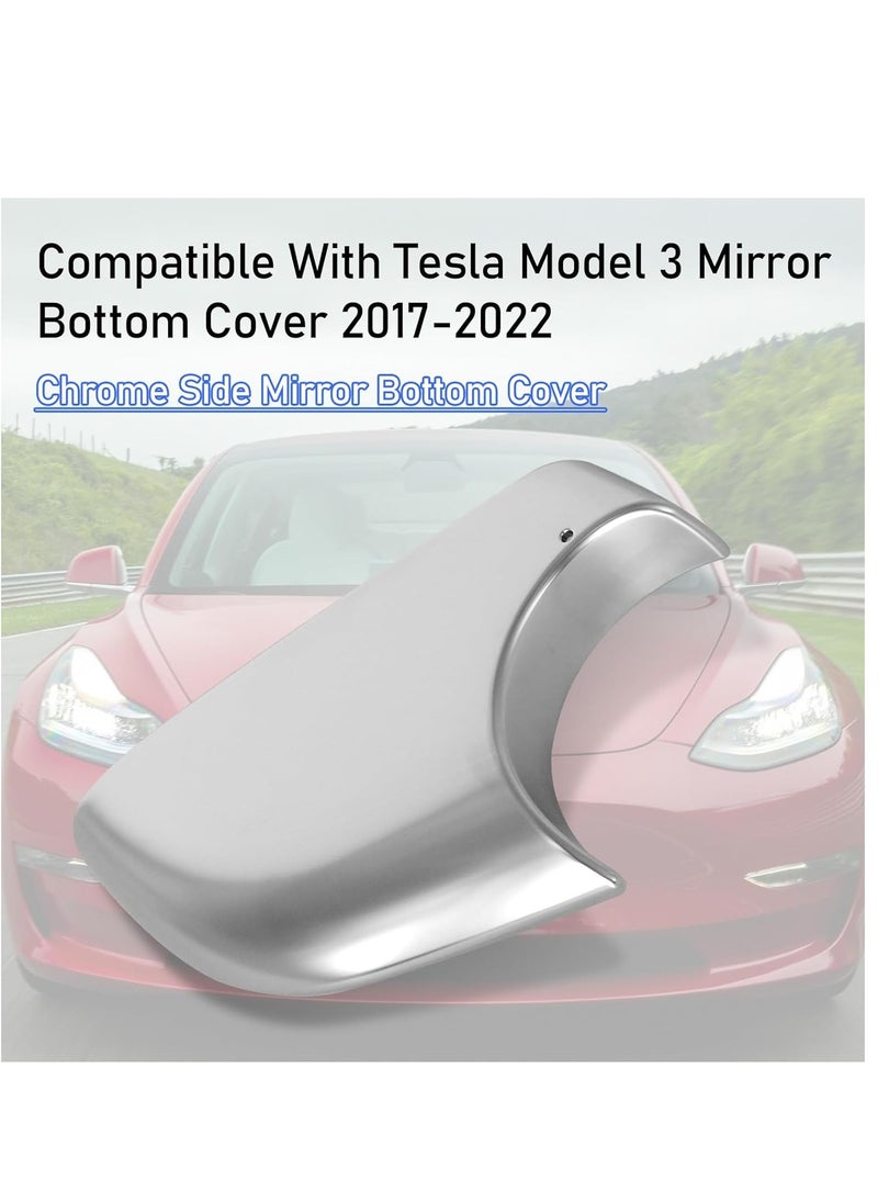 SYOSI - Compatible With Tesla Model 3 Mirror Lower Cover 2017 2022 Chrome Left Drive Side Rearview Mirror Base Cover Trim  Side Mirror Bottom Cover For Tesla Model 3 Wing Mirror Repair Left - Image 1