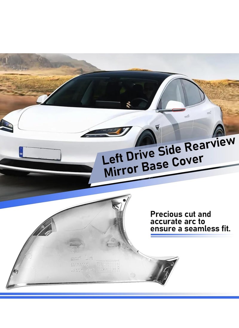 SYOSI - Compatible With Tesla Model 3 Mirror Lower Cover 2017 2022 Chrome Left Drive Side Rearview Mirror Base Cover Trim  Side Mirror Bottom Cover For Tesla Model 3 Wing Mirror Repair Left - Image 1