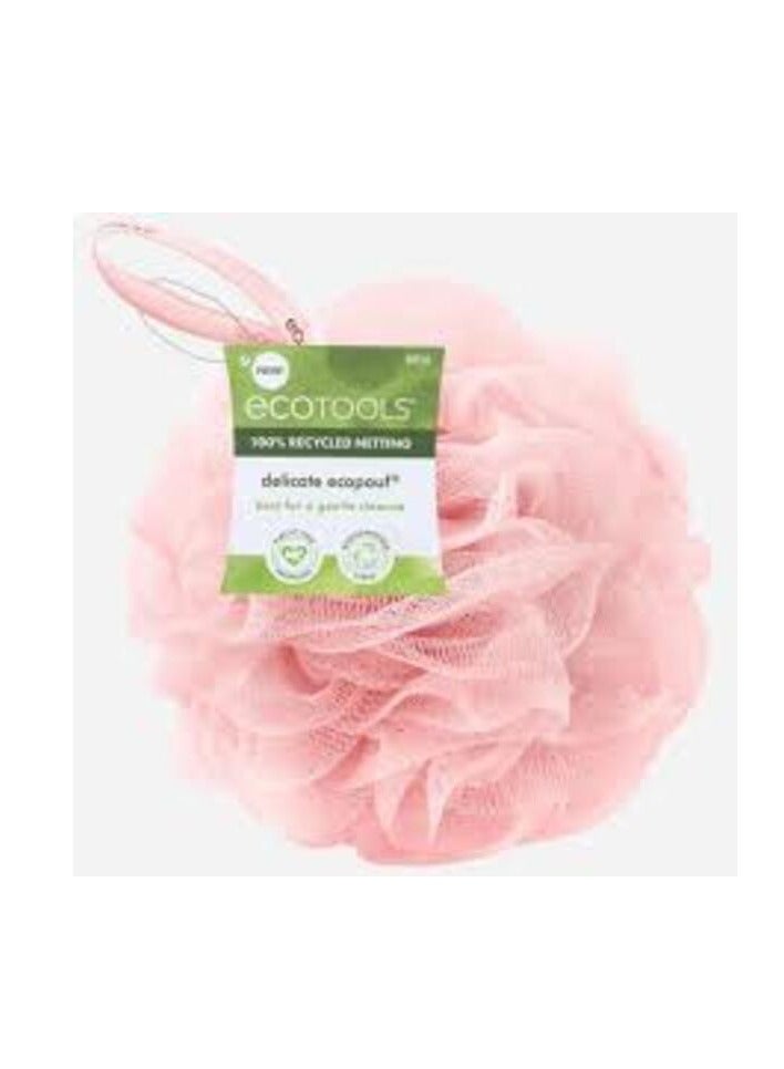 EcoTools Delicate EcoPouf Bath Loofah, Recycled Netting, Gentle Bath Sponge, Exfoliates & Cleanses Skin, for Shower & Bath Routine, Eco-Friendly, Vegan, & Cruelty-Free, Pink - Image 1