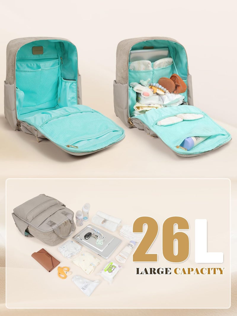Mominside Diaper Bag Backpack Large Baby Diaper Bag With 15 Pockets Patchwork Baby Travel Bag Organizer For Mom 4 Insulated Pockets Changing Pad  Stroller Straps Brown - Image 3