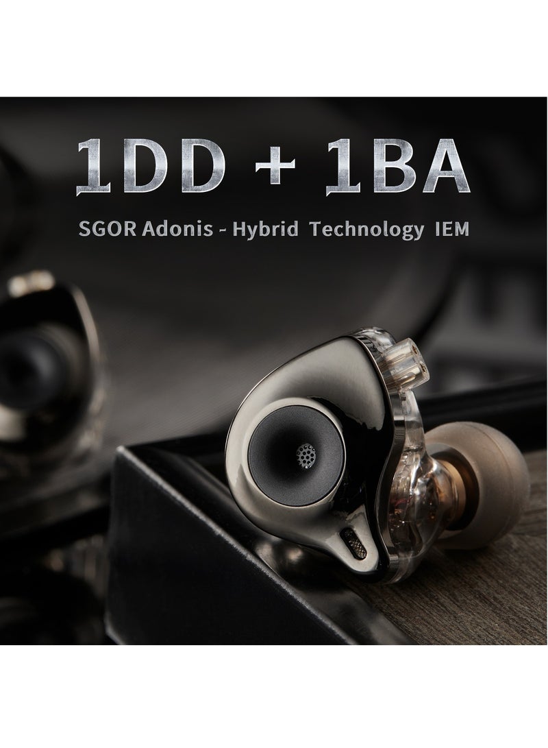 Adonis 1DD+1BA Hybrid Technology Earphones In Ear Monitor HIFI Super Bass Earbuds High Sound Quality Music Headphones (No mic) - Image 3