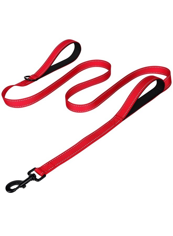 Joytale Double Handle Dog Leash, Double-Sided Reflective Dog Leashes for Night Safety, Heavy Duty Leash for Large and Extra Large and Medium Breed Dogs Outside Walking,5FT,Red - Image 1