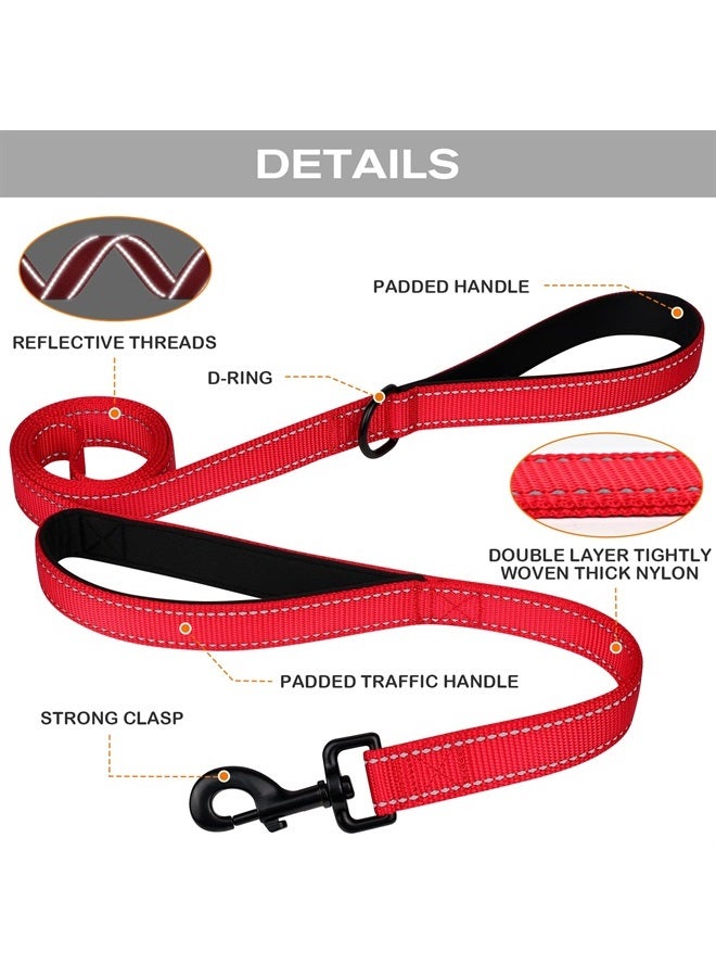 Joytale Double Handle Dog Leash, Double-Sided Reflective Dog Leashes for Night Safety, Heavy Duty Leash for Large and Extra Large and Medium Breed Dogs Outside Walking,5FT,Red - Image 3