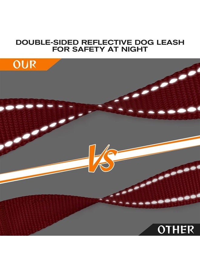 Joytale Double Handle Dog Leash, Double-Sided Reflective Dog Leashes for Night Safety, Heavy Duty Leash for Large and Extra Large and Medium Breed Dogs Outside Walking,5FT,Red - Image 5