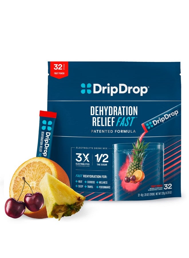 DripDrop Hydration Electrolyte Powder Packets Fruit Punch 32 Count - Image 1