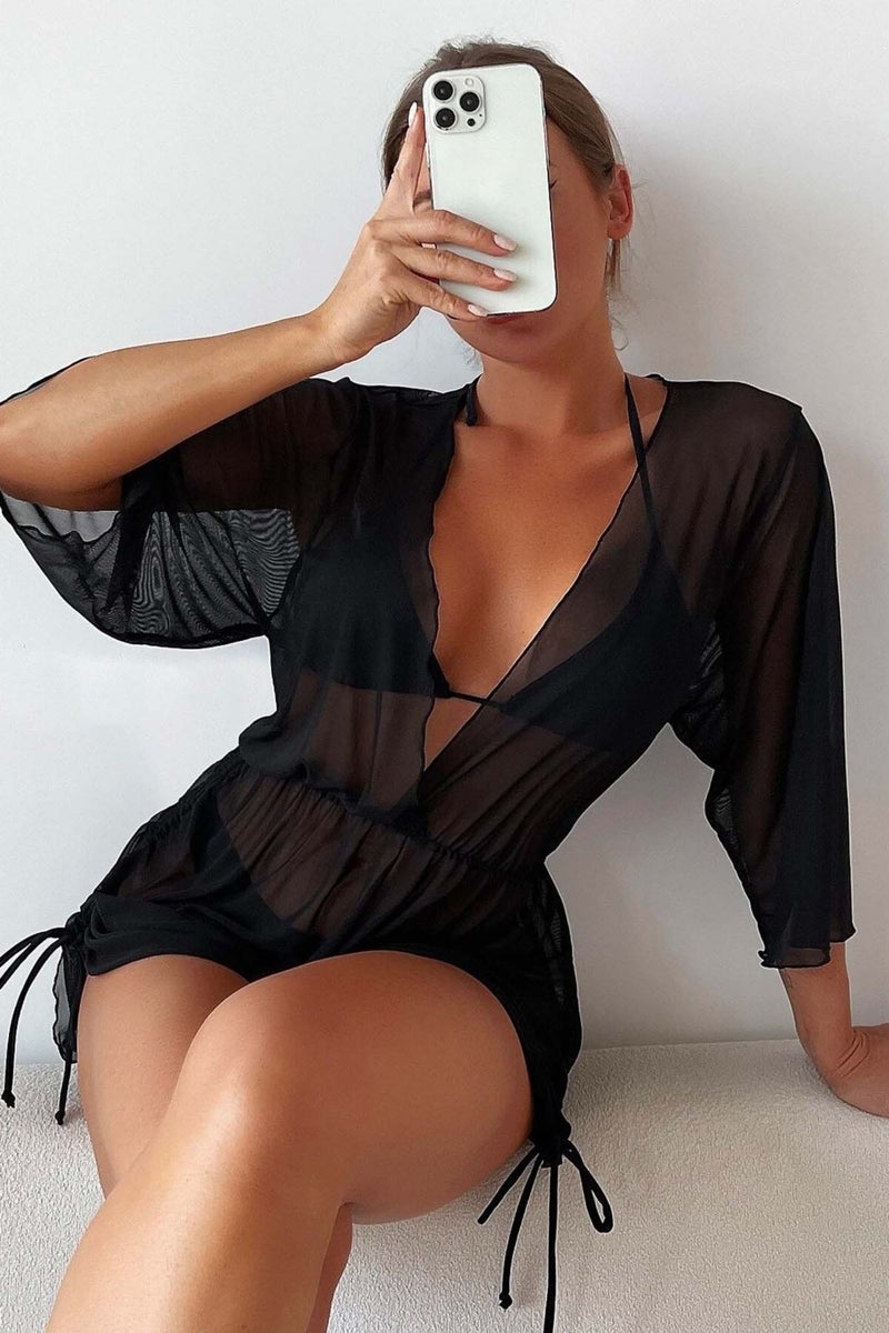 Angelsin Chiffon Pareo Beach Dress Cover Up Kimono - Image 2