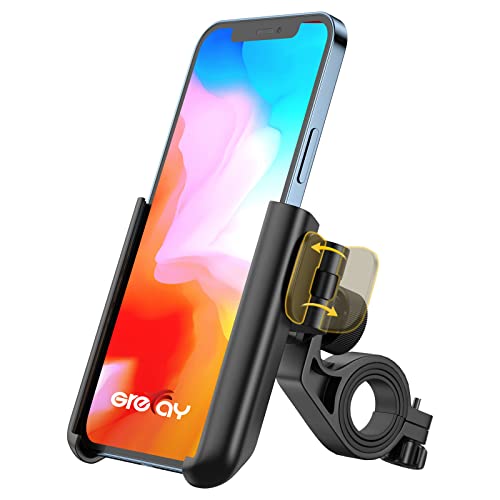 Grefay Bike Phone Mount Universal Motorcycle Handlebar Phone Holder 【1S Quick Release】 Anti Shake Bicycle Phone Clamp for Road Bike/MTB/Scooter with 360 Rotation for 3.5-7.0 inches Smartphone - Image 1