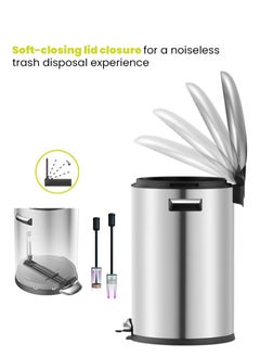 BELLE SERIES | Brushed Stainless Steel Finish | Soft-Closing | Fingerprint-Resistant | Deluxe Pedal Trash & Garbage Bin | Multiple Sizes ( 5 - 30 L) To Suit Different Places | 20 Liters - pzsku/Z78E3619781B4446428EBZ/45/_/1718102264/81350c75-7e0d-4d47-90b2-01e7bef1f6b3