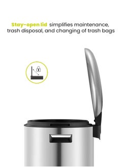 BELLE SERIES | Brushed Stainless Steel Finish | Soft-Closing | Fingerprint-Resistant | Deluxe Pedal Trash & Garbage Bin | Multiple Sizes ( 5 - 30 L) To Suit Different Places | 20 Liters - pzsku/Z78E3619781B4446428EBZ/45/_/1718102266/2cc32bf1-b3a4-4dd4-b687-2842b79c5e62