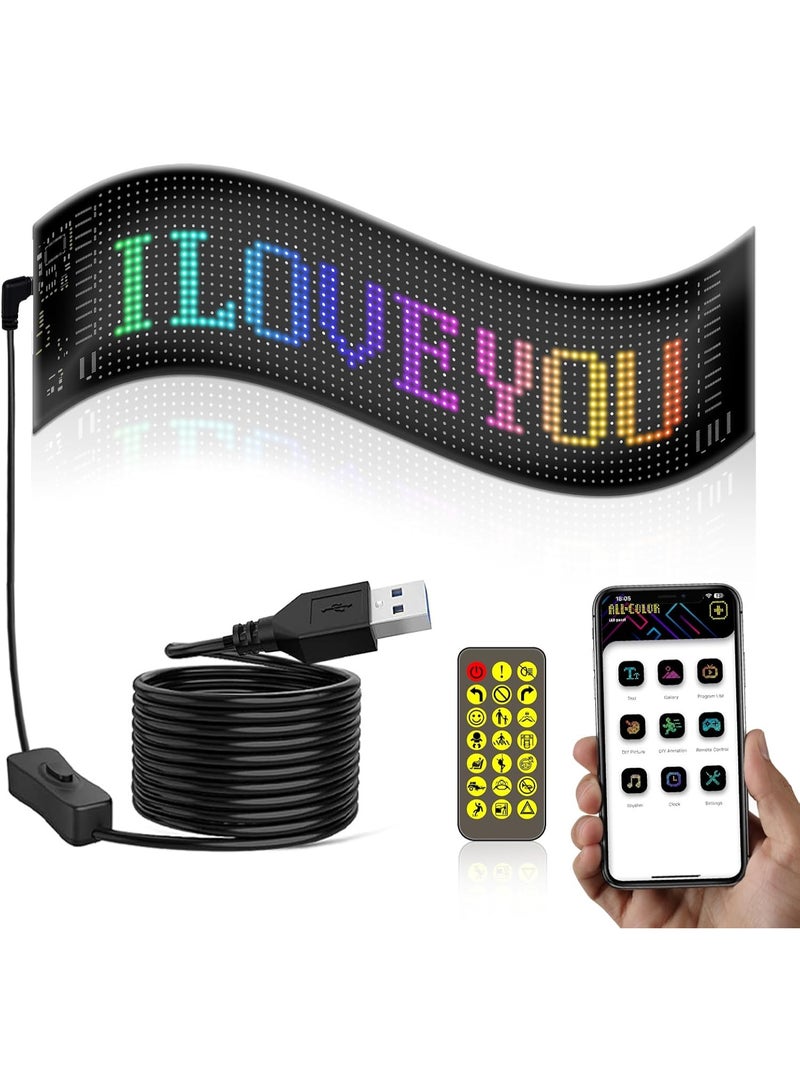 شاشة عرض LED قابلة للبرمجة للسيارة، لوحة تمرير مرنة 13.7 × 4 بوصة، مقاومة للماء، تحكم عبر التطبيق - Image 1