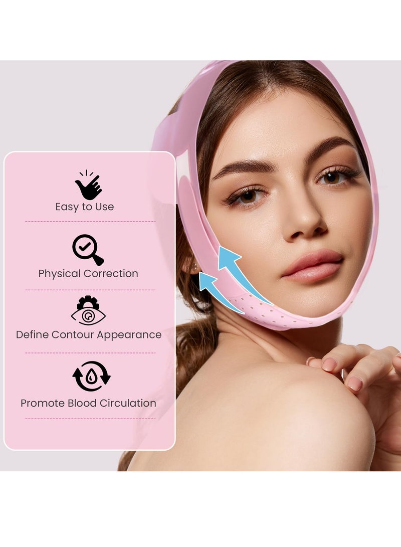 SupreH V-Line Lifting Mask Chin Strap: Reusable Face Lift Chin Strap for Sleeping Jaw Exerciser, Pink - Image 2