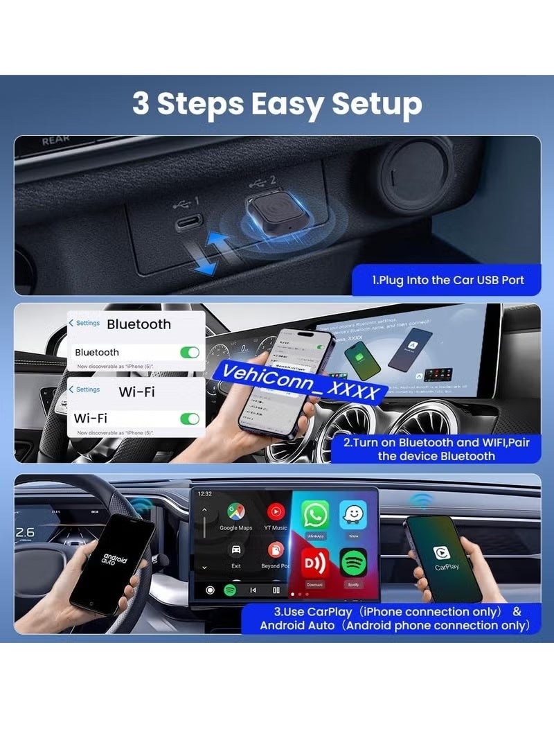 Ultra Carlinkit Mini Ultra 2-in-1 Wireless CarPlay & Android Auto Adapter | Plug & Play Wired to Wireless Converter | Stable Connection | Works with USB-A & Type-C Ports | Retains Original Controls & Audio | Compact & Easy to Hide Design - Image 5