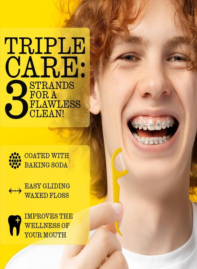 Twice 3-Strand Floss Picks – Dual Action Flosser & Toothpick, Wax-Coated Floss & Eco-Friendly Cornstarch Handles, Vegan, Shred Resistant, Strong Mint, 300 Ct - Image 2