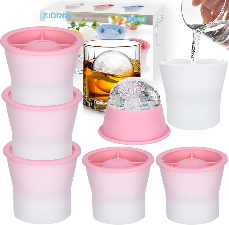 XIORRY (Upgrade) Ice Molds 6 PCS, Silicone Sphere Ice Mold Maker, Stackable Easy Release Circle Ice Cube Mold with Lids, Spherical Ice Makers with Lids for Whiskey, Cocktails, Bourbon, and Drinks - Image 1