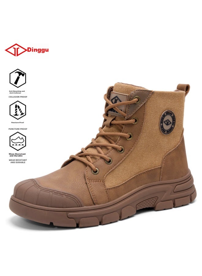 Dinggu Dinggu Safety Shoes, Steel Toe, Puncture-resistant, High-top, Comfortable For Men, Brown, All-season Style, 1316zonggd41 - Image 1