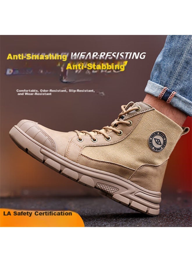 Dinggu Dinggu Safety Shoes, Steel Toe, Puncture-resistant, High-top, Comfortable For Men, Brown, All-season Style, 1316zonggd41 - Image 2