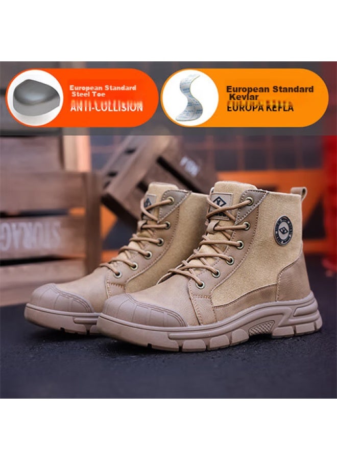 Dinggu Dinggu Safety Shoes, Steel Toe, Puncture-resistant, High-top, Comfortable For Men, Brown, All-season Style, 1316zonggd41 - Image 3